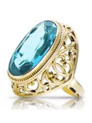 Aquamarine 14K Yellow gold Ring Vintage craft vrc184y